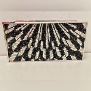 Judith Leiber Black & Silver Deco Clutch and Purse